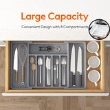 Organizador de cubiertos expandible con cajón: bandeja ajustable para guardar utensilios y cubiertos