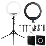 Anillo de luz LED regulable de 21 pulgadas, bicolor, 3200 K-5600 K, con control remoto y trípode 