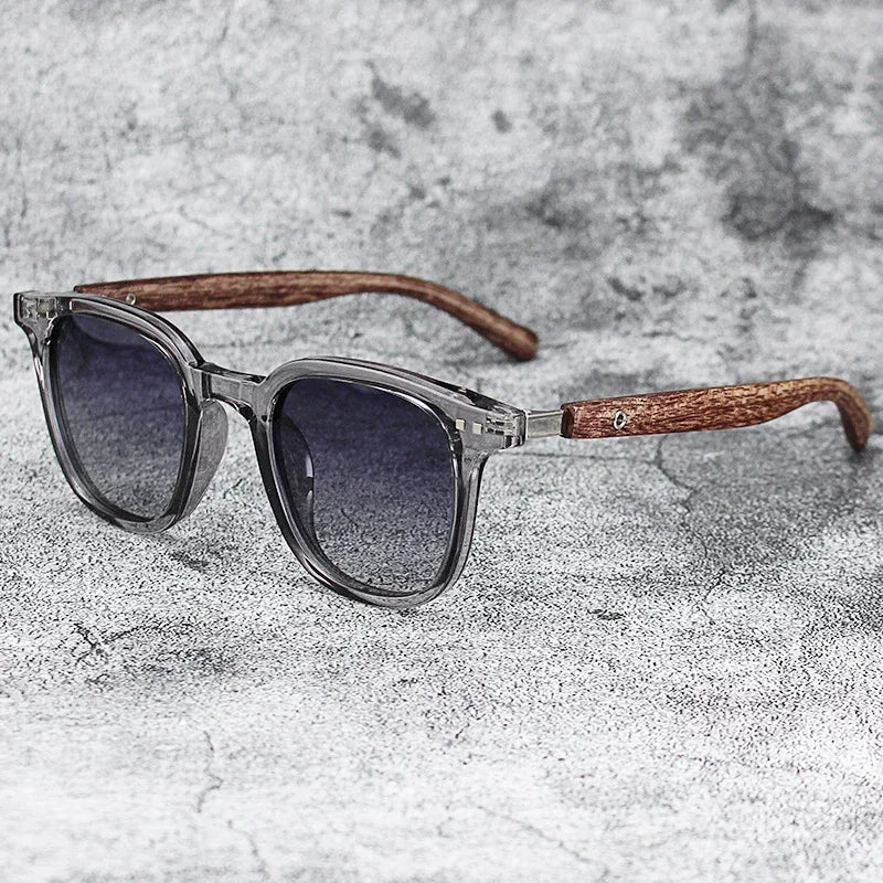 Gafas de sol polarizadas con vetas de madera retro MOONBIFFY: gafas de moda con protección UV400 para hombres y mujeres