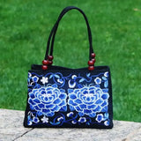 Floral Embroidered Canvas Handbag – Stylish Zipper Tote for Women