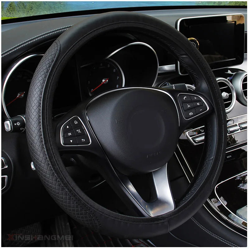 Universal Microfiber Leather Steering Wheel Cover – Four Season Breathable Skidproof Grip