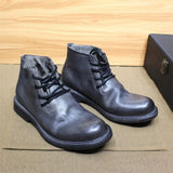 Men's Genuine Leather Motorcycle Boots - Handmade British Style Ankle Boots