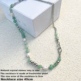 Natural Blue Stone & Freshwater Pearl Irregular Necklace – Vintage Summer Statement Jewelry for Women