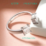 Princess Cut Moissanite Ring – 1CTTW 925 Sterling Silver Wedding Band for Women