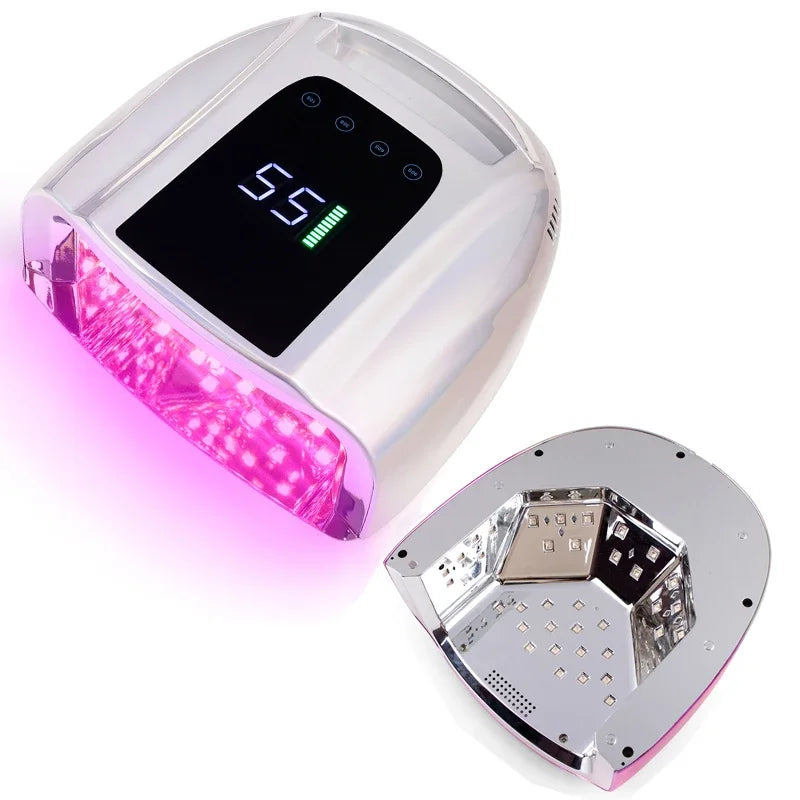Rechargeable Cordless UV LED Nail Lamp – 96W Fast-Drying Gel Nail Dryer with Mirror Base