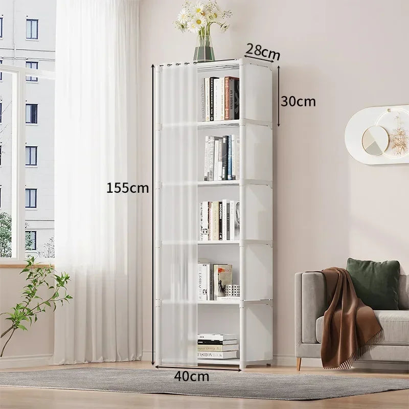 Dustproof Wardrobe & Bookshelf – High-Capacity Open Storage Cabinet for Bedroom