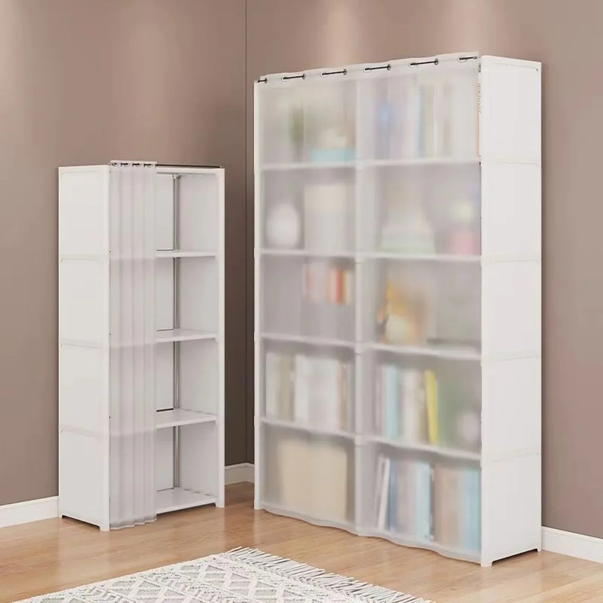 Dustproof Wardrobe & Bookshelf – High-Capacity Open Storage Cabinet for Bedroom