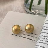 Punk Style Geometric Round Stud Earrings – Oversized Half Metal Ball Statement Earrings for Women