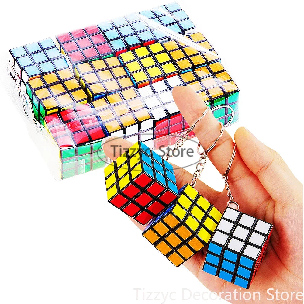 Juego de llaveros con cubo mágico mini 3x3: rompecabezas educativo de 12 piezas y obsequios para fiestas