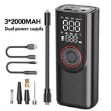 Portable Electric Air Pump with Tire Inflator, Pressure Gauge & Emergency Light