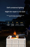 Portable Electric Air Pump with Tire Inflator, Pressure Gauge & Emergency Light