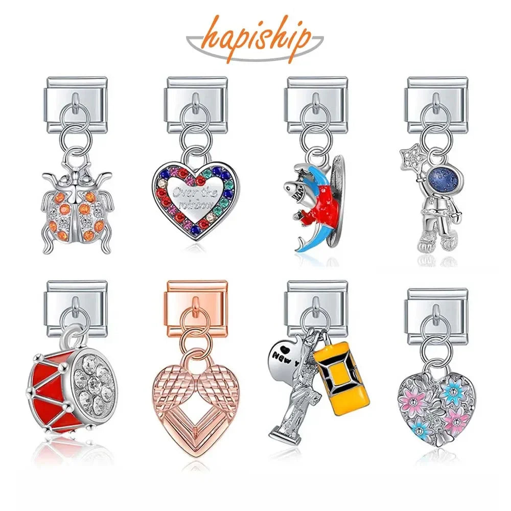 Pulsera de acero inoxidable con eslabones en forma de corazón: joyas elegantes y atemporales para mujeres