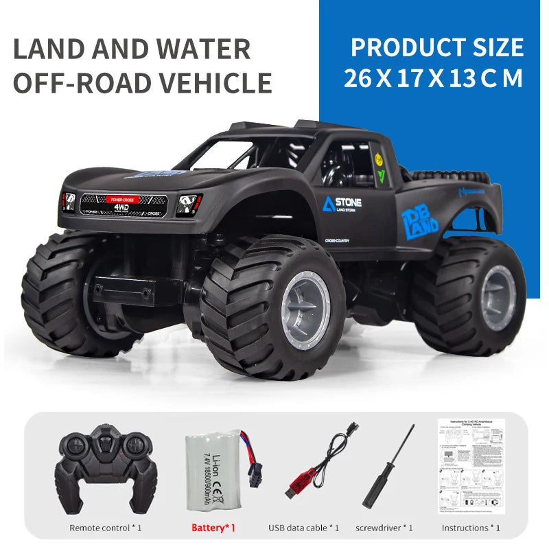 Vehículo anfibio todoterreno JJRC Q156 4WD para escalada: vehículo acrobático RC resistente al agua