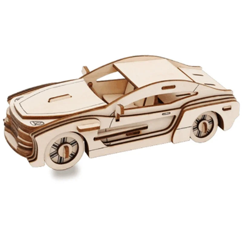 3D Wooden Jigsaw Puzzle – DIY Car Model & Windmill Educational Toy