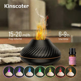 Difusor de llama ultrasónico y humidificador de aceites esenciales: 130 ml, luz LED, apagado automático