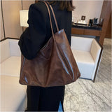 Vintage Red Tote Bag – Large Capacity PU Leather Shoulder Bag for Women