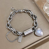 Chunky Heart Lock Stainless Steel Bracelet – Gold-Plated Link Chain for Women