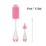 360° Rotating 3-in-1 Silicone Baby Bottle & Pacifier Cleaning Brush Set – BPA-Free, Soft & Durable
