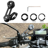 Universal Motorcycle Phone Holder – Adjustable Mount for Handlebar, Stem, and Mirror with Gravity Expansion