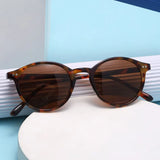 Gafas de sol polarizadas redondas retro: montura clásica de leopardo y protección UV400