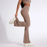High-Waisted Scrunch Yoga Pants for Women – Flared, Seamless with Utility Pockets, Full Length