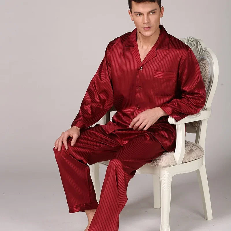 Luxury Silk Satin Pajamas for Men - Comfortable & Stylish Sleepwear for All Seasons