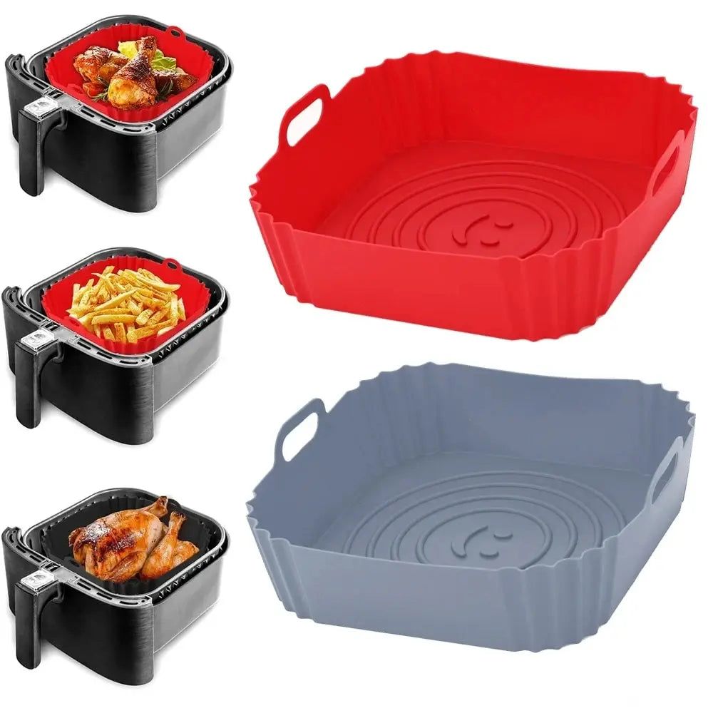 Cesta de silicona para freidora de aire: bandeja reutilizable para hornos y freidoras de aire