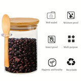 Frascos de vidrio herméticos de 18 oz con tapas y cucharas: recipientes transparentes para almacenar especias y dulces
