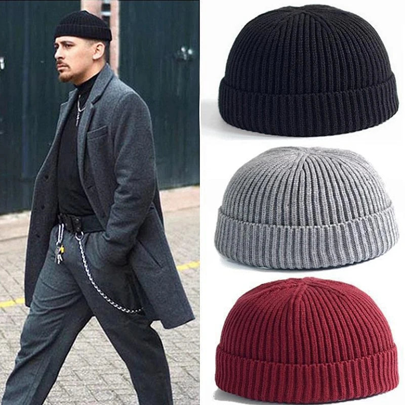 Unisex Ribbed Knit Beanie Hat – Warm Winter Ski & Fisherman Hat for Cold Weather