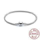 925 Sterling Silver Snake Chain Charm Bracelet for Women
