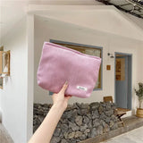 Bolsa de maquillaje de viaje de pana: organizador de cosméticos elegante y espacioso