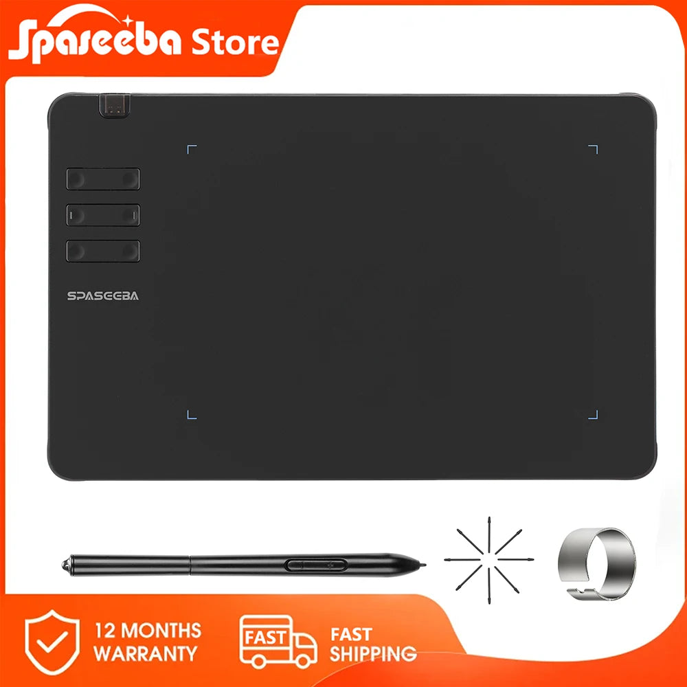 SPASEEBA T605 Graphics Tablet - Ultra Thin Digital Drawing Pad with 8192 Pressure Levels