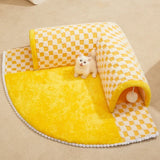 2-in-1 Cat Tunnel Bed - Plush Play Tunnel & Hideaway House for Kittens (60x60cm)