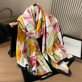 Bufanda tipo hijab de seda satinada con diseño para mujer, bufanda de verano a la moda con protección solar para la playa, pañuelo para la cabeza para mujer, nuevo