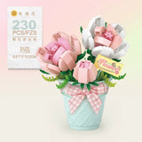 DIY Flower Bouquet Building Blocks Set - Cute Succulent & Rose Botanical Collection