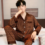 Men’s Silk Satin Pajama Set – Lightweight Luxury Sleepwear with Turn-Down Collar