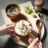 Cuenco japonés de madera maciza | Vajilla retro de madera de azufaifo para sopas y ensaladas