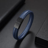 Men's Geometric Leather Bracelet with Zinc Alloy Magnet Clasp – Hiphop/Rock Fashion Accessory