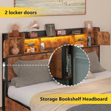 Queen Bed Frame with Storage & LED Lights – Built-in Power Strip & USB Charging