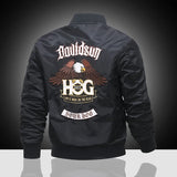 Men’s Embroidered Cartoon Bomber Jacket – Military Style Casual Outerwear