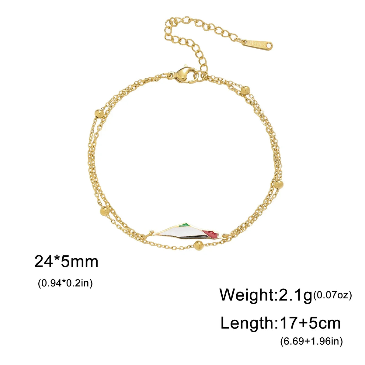 Pulsera con dijes de Palestina: pulsera de acero inoxidable de doble capa para mujer, diseño geométrico moderno