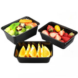 Contenedores de comida desechables negros: cajas de plástico para llevar con tapas para ensaladas, sándwiches y almacenamiento de cocina