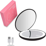10X Magnification LED Makeup Mirror – Rechargeable Travel Mirror with Touch Control