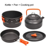 Juego de utensilios de cocina para acampar: juego de vajilla y utensilios de cocina para exteriores antiadherentes con tetera