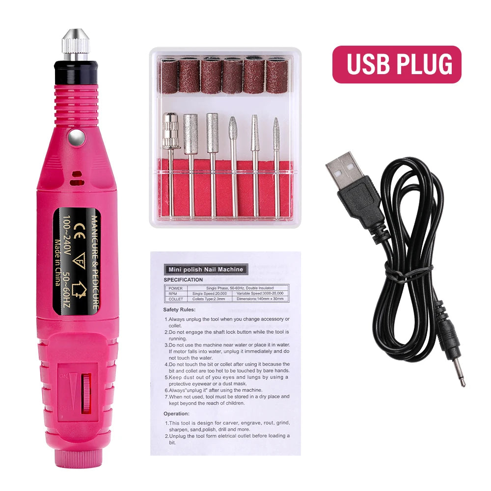 6-Color Portable Electric Nail Polishing Machine – Professional Nail Drill for Home & Salon Use