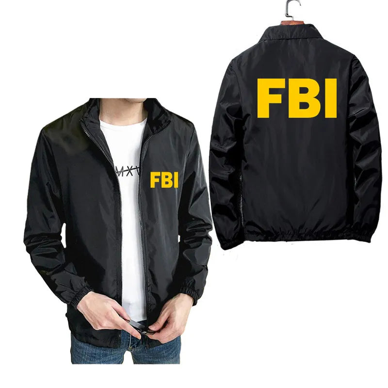 FBI Shield Bomber Jacket – Men's Casual Pilot Coat with Zipper