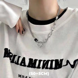 💎 Collar de doble capa con estrella de circonita estilo hip hop: cadena colgante de acero de titanio de moda para hombres y mujeres 💎