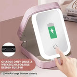 Rechargeable LED Makeup Mirror with Storage – 3-Color Light Travel Vanity Case