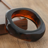 Vintage Geometric Resin Bangle – Bold Cuff Bracelet for Women