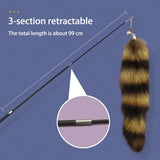 Extendable Cat Teaser Wand with Replaceable Fox Tail - Interactive Feather Toy